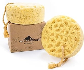 Bath Sponge, Foam Loofah, Body Scrubber for Bathing, Exfoliating Shower Pouf for Shower – Large Size, Lots of Lather, Round, 2 Pack