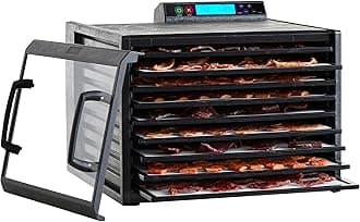 Electric Food Dehydrator Machine 9-Tray with Clear Door and 48-Hour Digital Timer, Automatic Shut Off & Temperature Control and Fast Drying with 15 Sq. Ft. of Drying Space, 600-Watts, Black