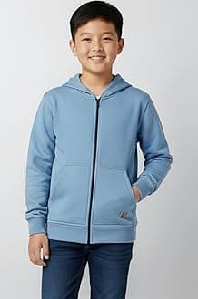 Alan Jones Clothing Boys Regular Fit Zipper Hooded Sweatshirt | Kangaroo Pocket & Drawstring Hood