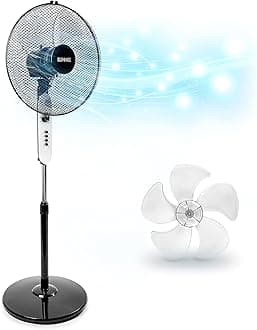 Duronic Pedestal Fan FN45 | Oscillating/Rotating | Three Speed Settings | Floor Standing | Height Adjustable | 16 Inch Tilting Head | Timer Function | Electric 60W | Home/Office Cooling For Summer