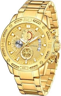 WWOOR Men's Luxury Quartz Stainless Steel and Metal Mens Chronograph Wrist Watches for Men Waterproof Casual Wrist Watch with Date