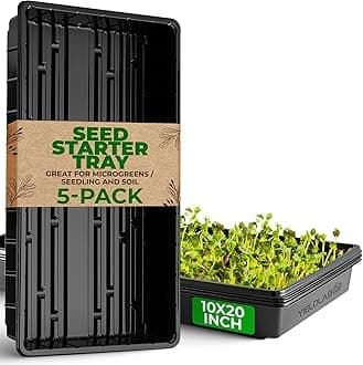 10x20 Inch Black Plastic 5 Pack Plant Propagation Tray – Growing Trays for Garden, Planting, Seedling, Soil & Hydroponic Horticulture - Microgreen Trays Grow Plants - No Drain Holes