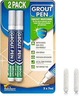 Twin Pack (LIGHT GREY) Grout Pen - Designed for restoring tile grout in bathrooms & kitchens