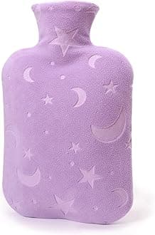 Hot Water Bottle with Soft Cover, 2L Hot Water Bag for Menstrual Cramps, Neck and Shoulder Pain Relief, Hot and Cold Therapies, Hand Feet Warmer, Purple