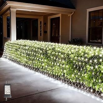 LitHome 21FT x 5FT Christmas Net Lights Outdoor Mesh Lights, 360 LED Cool White Christmas Net Light 8 Modes, Connectable Giant Mesh Light Waterproof Green Wire for Bushes Tree Garden Party Decor
