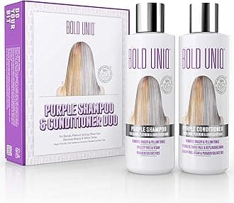 BOLD UNIQPurple Toning Shampoo & Conditioner Set - For Blonde, Platinum, Ash, Bleached, Grey, Ash & Silver hair - Eliminates Brassy, Yellow Tones - Vegan, Paraben & Sulphate Free - 8 Fl Oz Each