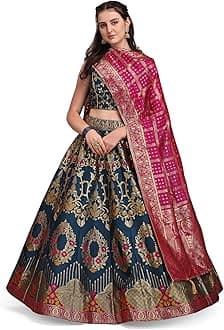 Women's Jacquard Semi-Stitched Lehenga choli