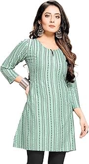 Shiv Textiles Rayon Fabric Printed Round Neck Short Kurtis for Women Top Dresses Kurti for Ladies & Girls Kurtis