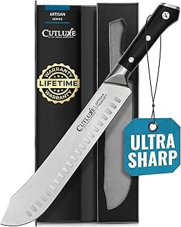 Cutluxe Butcher Knife – 10″ Bullnose Carving Knife, Forged High Carbon German Steel – Full Tang & Razor Sharp – Ergonomic Handle Design, Grilling Gifts for Men – Artisan Series