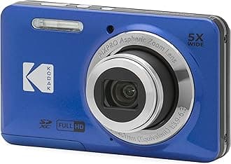 PIXPRO FZ55 Digital Camera, Compact Point & Shoot with 16MP Sensor, 5X Optical Zoom, 28mm Wide Angle, 1080p Video, Blue