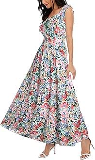 OSTOO Women's 2024 Summer Boho Floral Print Tiered Casual Flowy Long Maxi Dress