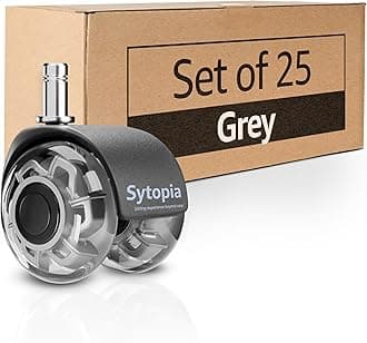 Sytopia Office Chair Wheels Replacement Set of 25, 11x22mm Pin Office Chair Castors for Hardwood Floor, Carpet, Smooth and Silent Gliding, Safe for All Floors (Grey, Not Compatiable with 1KEA)
