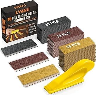 90PCS Premium Micro Detail Sander Kit, Updated 3-in-1 Mini Hand Sanding Block, 60-400 Grit Sandpaper for Wood Crafts, Tight Spaces, and DIY Polishing Projects