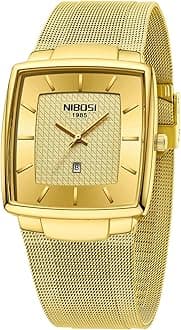 Men Watches Square Analog Quartz Stainless Steel Watches for Men Mesh Strap Waterproof Business Military Sport Wrist Watch with Date