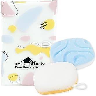 myHomeBody Face Wash Sponges, Facial Scrubber for Cleansing and Exfoliating, Reusable Makeup Remover, Exfoliate Pads, 2 Sides, 2 Textures, 2 Pack
