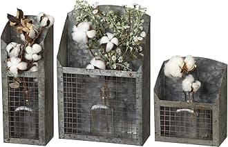 Primitives by Kathy Rustic Farmhouse Wire Bins - Handmade Galvanized Metal for Home and Kitchen Decor, Farmhouse Style