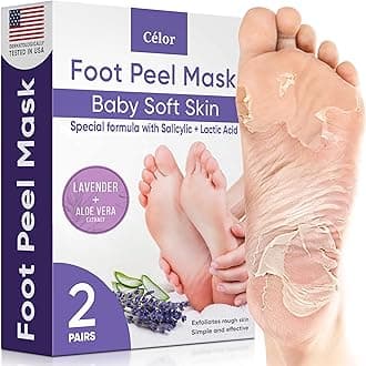 Foot Peeling Mask for Dry Cracked Feet | Foot Mask to Exfoliate Rough, Cracked, Dry Feet, Calluses for Soft Baby Feet Results | Made with Aloe Vera Extract for Women & Men (2 Pairs) | Lavender
