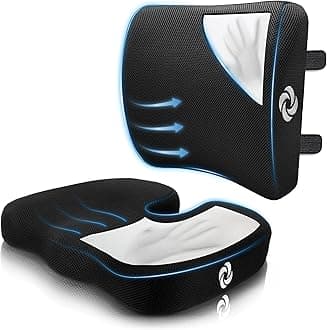 SAMSONITE – 2 in 1 – Lumbar Support and Seat Cushion, High Grade Motion Balanced Memory Foam, Fits Most Office Chairs and Car Seats, Elevate Your Work & Life and Enhances Focus Throughout Your Day…