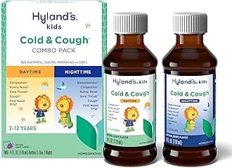 Kids Cold and Cough, Day and Night Combo Pack, Cold Medicine for Ages 2 and up, Grape Flavor Syrup Cough Medicine for Kids, Nasal Decongestant, 4 Fl Oz (Pack of 2)