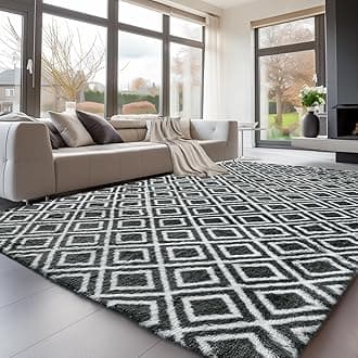 Sour LemonRugs Living Room 160x230cm, Grey Area Rugs for Bedroom, Washable Anti Slip Extra Large Shaggy Soft Rug Fluffy Modern Floor Carpets Mat Beside Rugs for Kids Living Room