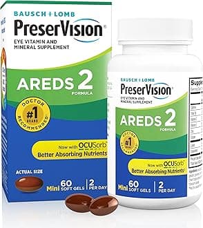 PreserVision AREDS 2 Eye Vitamins, #1 Eye Doctor Recommended Brand, Lutein and Zeaxanthin Supplement with Vitamin C, Vitamin E, Zinc, and Copper, 60 Softgels (Minigels)