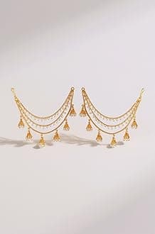 Women's Golden Gold Plated Long Hair Chain Jewellery Earring