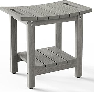 HIPS Shower Benches for Inside Shower, Shower Stool with Space-Efficient Storage Shelf, Waterproof Shower Chair Seat for Spa Bathroom(Light Gray)