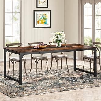 Tribesigns 78.7"x39.4" Dining Table, Industrial Kitchen Table for 8-10 Person, Rectangular Dinner Table for Dining Room Kitchen Living Room, with Heavy Duty Metal Legs, Rustic Brown