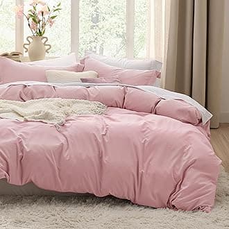 Pink Duvet Cover Full Size - 3 Pieces Prewashed Extra Soft Cotton-Like Polyester Bedding Set, Includes 1 Duvet Cover 80x90 Inches with Zipper Closure & 2 Pillow Shams, Comforter Not Included