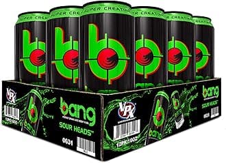 Bang Energy Sour Heads, Sugar-Free Energy Drink, 16-Ounce | Pack of 12