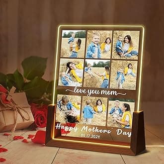 Ship Next Day Personalized Mothers Day Birthday Gifts, Custom Acrylic Light Up Picture Frame to My Mom Gifts from Daughter Son, Mothers Day Birthday Gifts for Mom Wife from Husband