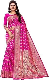 SugathariWomen's Banarasi Saree Pure Kanjivaram Silk Saree Soft new ladies 2023 Design Wear Pattu Sarees Latest Cotton Party Sari collections With Blouse Piece for Wedding sadi (PARI S-1 MAROON)