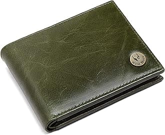 WILDHORN Olive Leather Men's Wallet (WH2050), GREEN CRUNCH, Classic