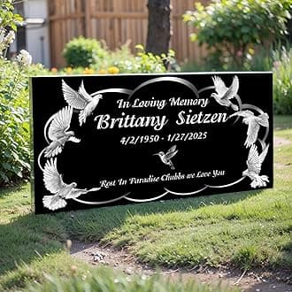 TPOSDJF Personalized Text Memorial Plaque - 12x6 Inch Custom Engraved Grave Marker for Humans, Durable Black Granite Headstone for Cemetery, Outdoor Weatherproof Tombstone Plaque with Multiple Sizes