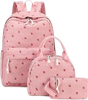 School Backpack Set Girls Womens Laptop Bookbag Casual Daypack Fits 15 inch Laptop with Lunch Tote Bag and Pencil Bag