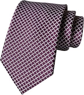 Elfeves Men's Striped Gingham Check Pattern Ties Business Formal Designer Neckties