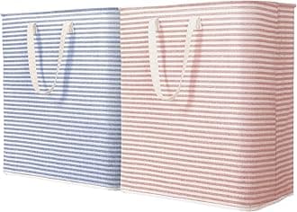 Lifewit 2 Pack Laundry Hamper Large Collapsible Laundry Basket, Freestanding Waterproof Cloth Hamper with Easy Carry Handles in Laundry Room Bedroom Bathroom Dorm for Adult, Pink&Blue, 2 x 100L