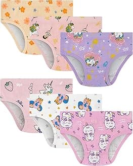 100% Cotton Girls Underwear Tagless Comfort Toddler Panties (6-Pack)