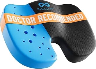 Everlasting Comfort Gel Infused Memory Foam Seat Cushion - Ventilated - Back, Hip, Tailbone, and Sciatica Pain Relief - Black