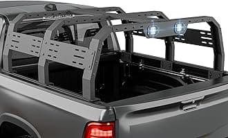Adjustable 22.3" High Full-Size Overland Truck Bed Racks with 2 LED Lights Compatible with Ford F150, Dodge Ram 1500, Chevy Silverado 1500, GMC Sierra 1500, Cargo Carrier Truck Back Ladder Rack