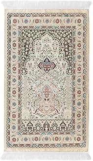 Islamic Prayer Rug, Thick Ramadan Gift - Pocket Mat for Men & Women, Muslim Gifts (Powder)