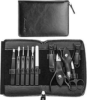 FAMILIFE Professional Manicure Set, Manicure Kit, Nail Clippers Set, 11 in 1 Stainless Steel Black Pedicure Tool, Nail Kit with Portable Leather Travel Case Luxury Gifts