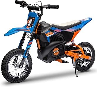 24V Electric Dirt Bike, Boys & Girls Ride on Electric Motocross Off-Road Bike w/Twist Grip Throttle, 250W Chain-Driven Motor, Metal Suspension & Leather Seat, Motorcycle for Kids 7-12 (Blue)