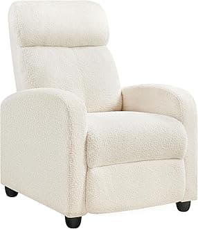 Yaheetech Boucle Fabric Soft Recliner Chair, Cozy Modern Single Sofa Home Theater Seatting, Adjustable Ivory