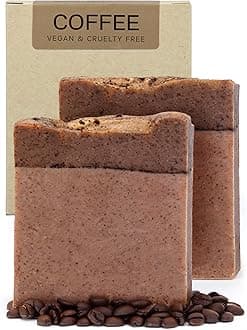 Coffee Soap Bar - Cold Processed, Natural, Handmade, Gentle Exfoliation, Radiant, Youthful Skin for Men & Women, No Sulfates or Parabens, Cruelty Free. (Pack of 2) 4.2 Oz Each