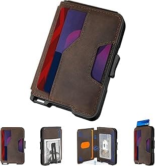 Wallet for Men, Slim Wallet for Men with Money Clip, Pop Up Card Case, RFID Blocking Bifold Wallets, Minimalist Leather Slots Credit Card Holder with Gift Box