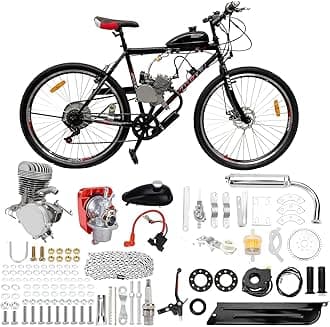 100cc Stroke Bicycle 2 Stroke Petrol Gas Engine Kit Petrol Bicycle Motor Conversion Complete Suitable For 26-28" V-Frame Bicycles Super Fuel Efficient (36 Tooth Sprocket)