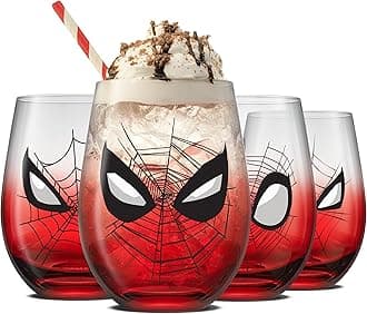 - Marvel Spider-Man Spidey-Sense Stemless Drinking Glasses, 19oz Superhero Glass Tumblers, Set of 4 Drink Glasses, Marvel Gifts for Men and Women