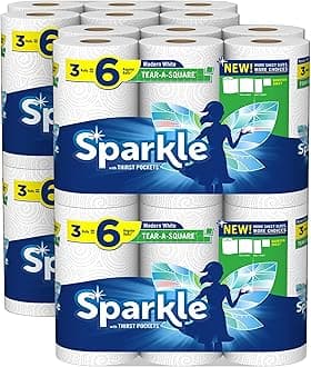 Sparkle® Tear-A-Square® Paper Towels, 24 Double Rolls = 48 Regular Rolls
