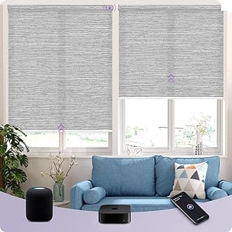Graywind HomeKit Light Filtering Shades Eve Powered Siri Voice Control Home App Rechargeable Smart Blinds with Valance Custom Size (Jacquard Grey)